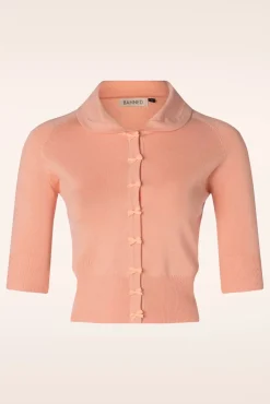 Clearance Banned Retro April Cardigan Met Korte Mouwen In Perzik