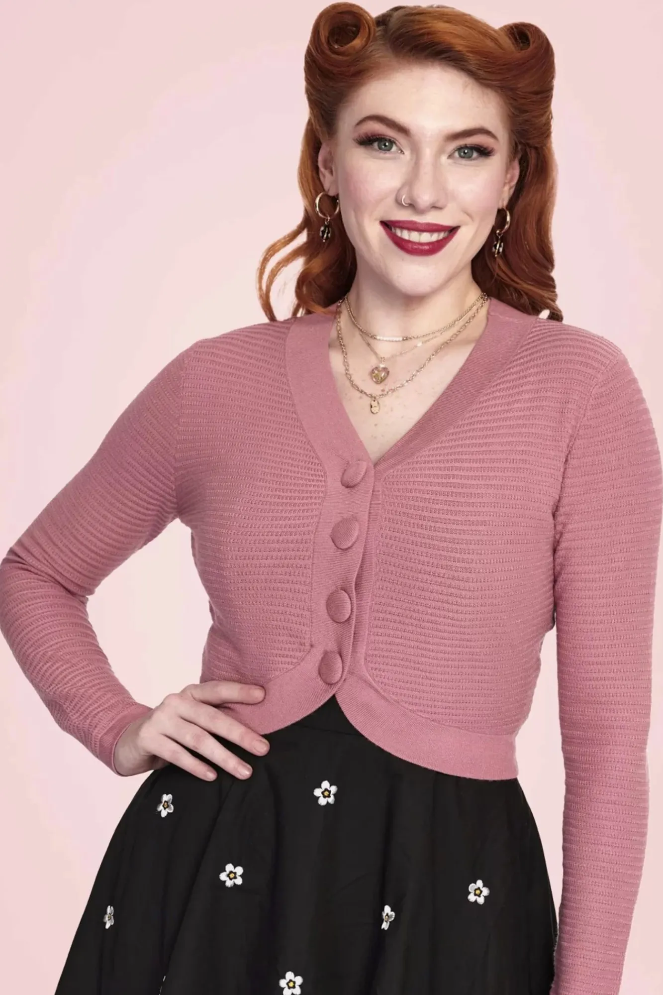 Best Sale Vixen Ariane Getextureerd Gebreid Cropped Vest In Roze