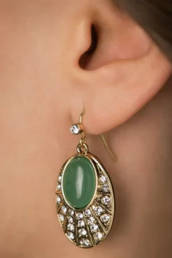 Online Lovely Art Deco Ovale Oorbellen In Groen