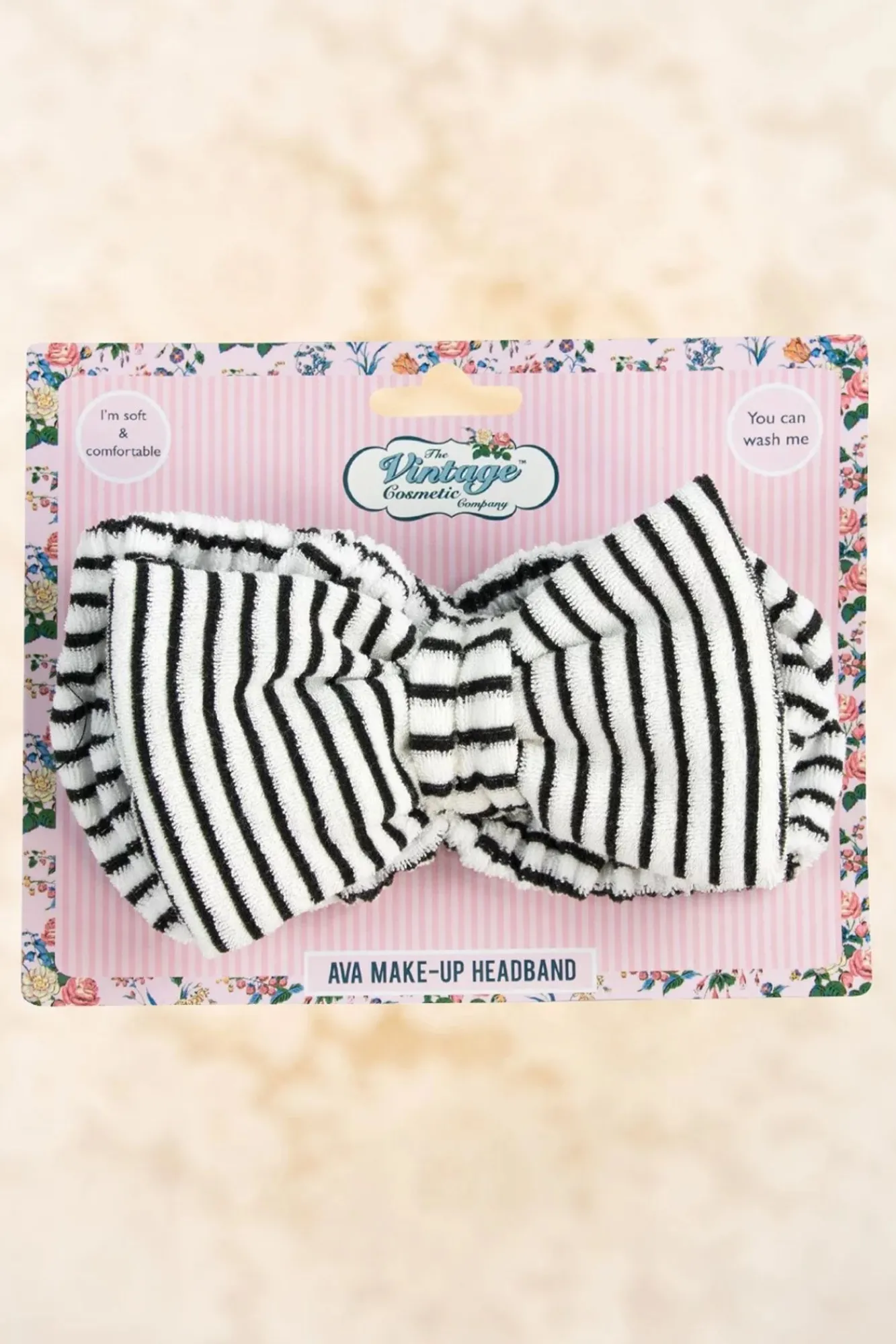 Best Sale The Vintage Cosmetic Company Ava Make-Up Hoofdband In Zwart En Wit