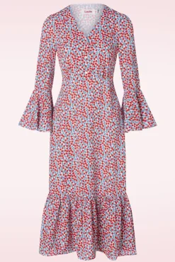 Best Louche Bathilde Strawberry Fields Midi Jurk In Multi