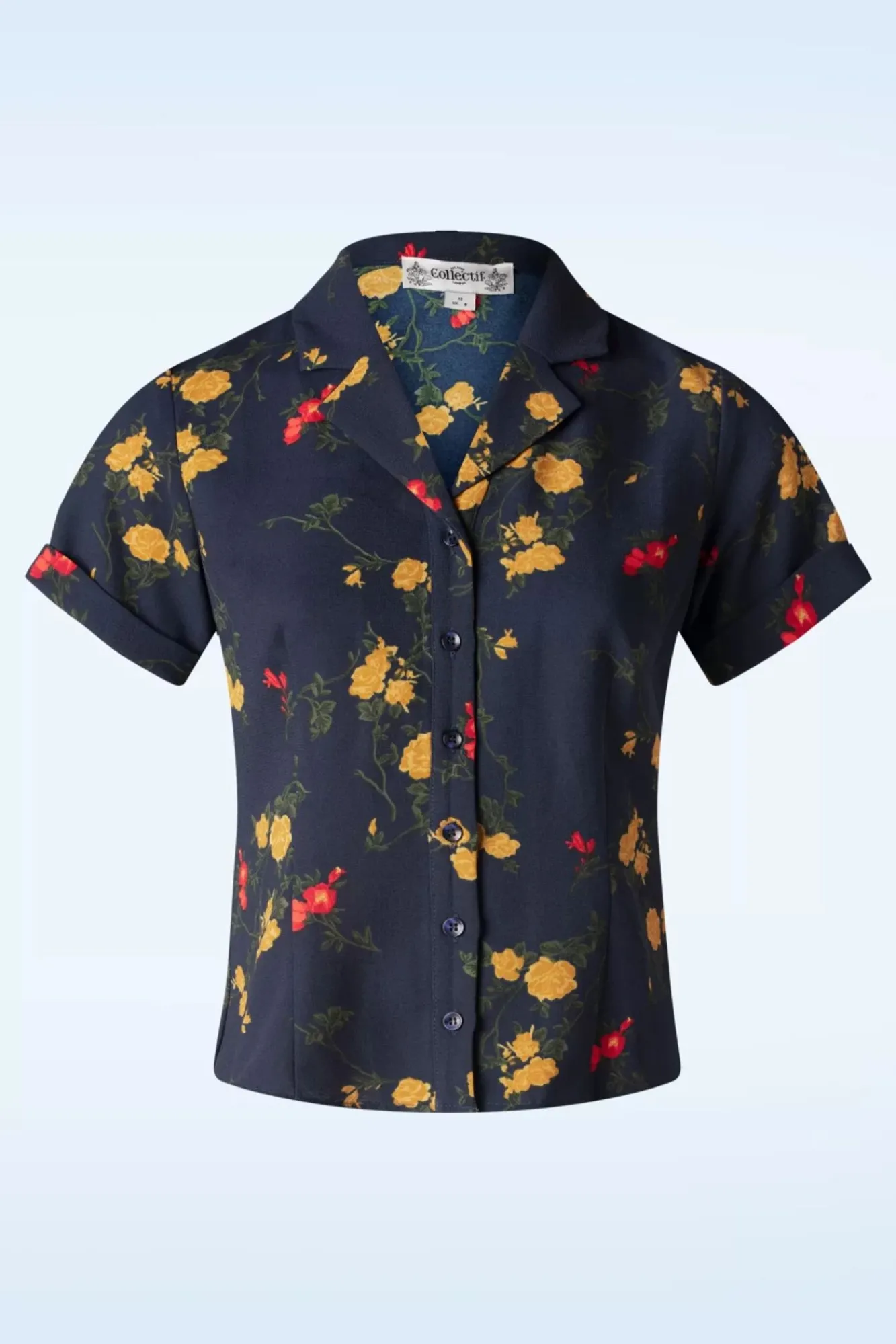 Hot Collectif Clothing Caterina Bloom Shirt In Marineblauw