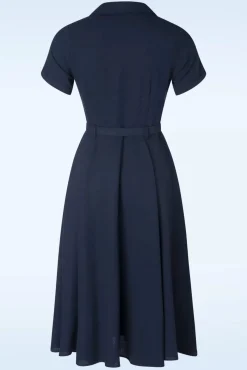 Outlet Collectif Clothing Caterina Swing Jurk In Marineblauw