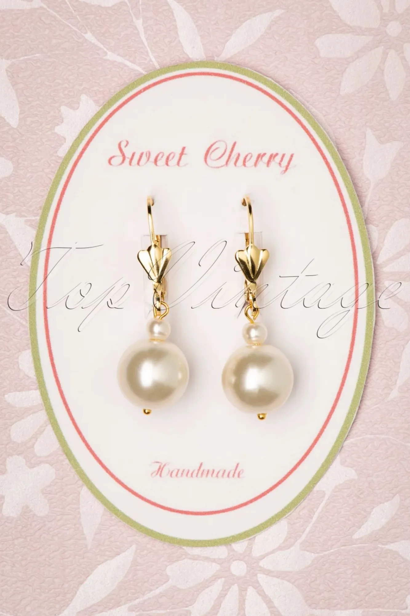 Outlet Sweet Cherry Champagne Parel Oorbellen In Goud En Ivoor