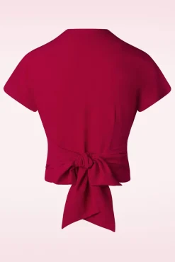 Best Sale Rock N Romance Darla Wikkelblouse Met Korte Mouwen In Rood