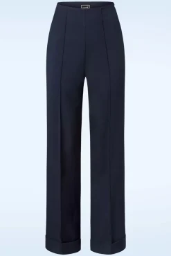 Store Glamour Bunny Business Babe Diadora Wijde Pantalon In Marineblauw