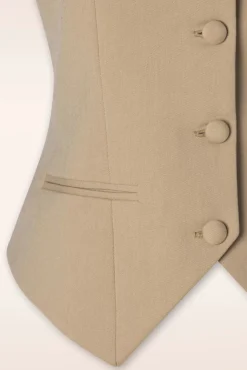 Shop Glamour Bunny Business Babe Dianne Gilet In Beige