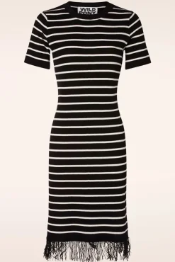 Best Sale Wild Pony Ezra Midi Jurk In Zwart En Wit