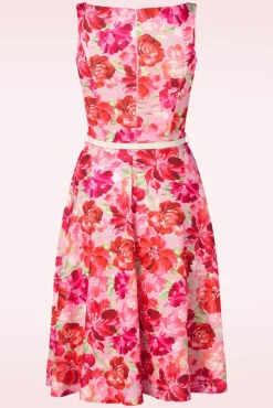 Cheap Vintage Chic for Topvintage Francine Flower Swing Jurk In Roze