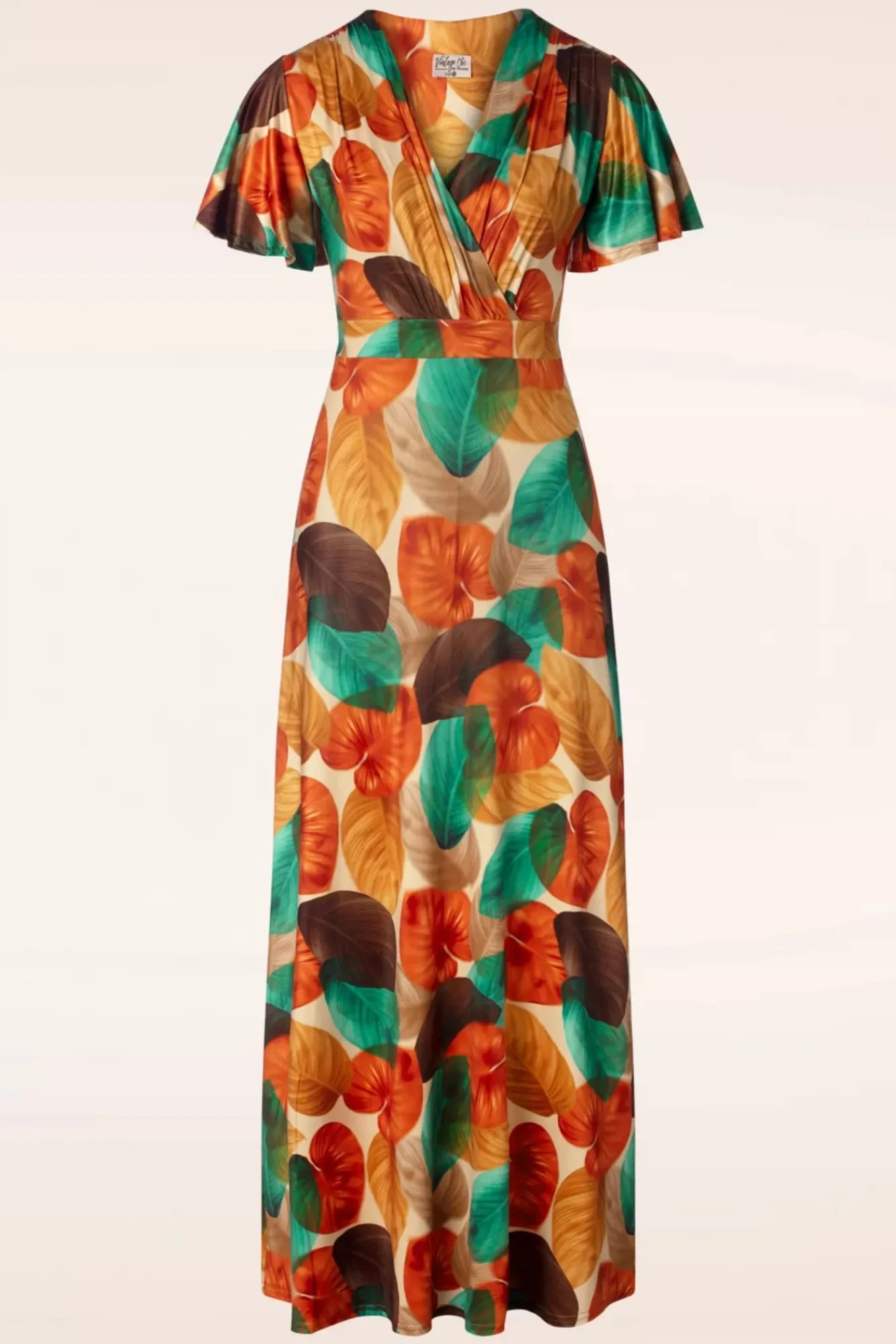 Hot Vintage Chic for Topvintage Freya Maxi Jurk Met Bladprint In Ornaje