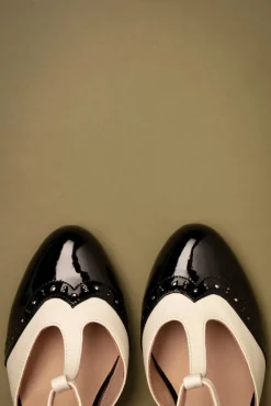 Outlet Chelsea Crew Gatsby T-Strap Pumps In Zwart En Wit