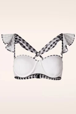 Clearance Belsira Gigi Gingham Bikinitop In Zwart En Wit