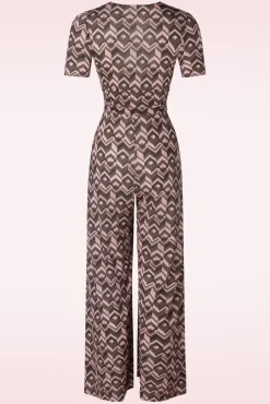 Online Vintage Chic for Topvintage Gina Geo Print Jumpsuit In Bruin