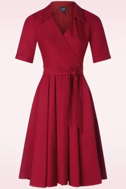 Clearance Glamour Bunny Business Babe Glenda Swing Jurk In Rood