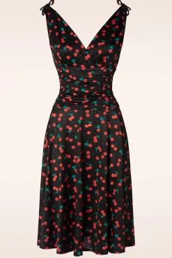Outlet Vintage Chic for Topvintage Grecian Cherry Jurk In Zwart