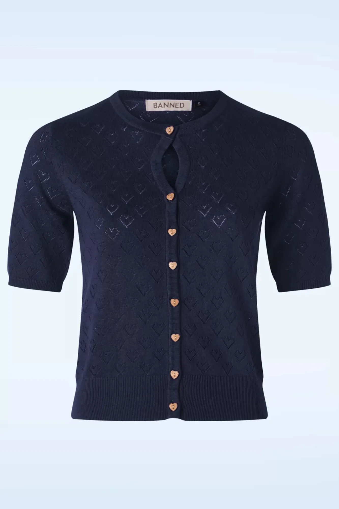 Discount Banned Retro Heart Blooms Cardigan In Marineblauw