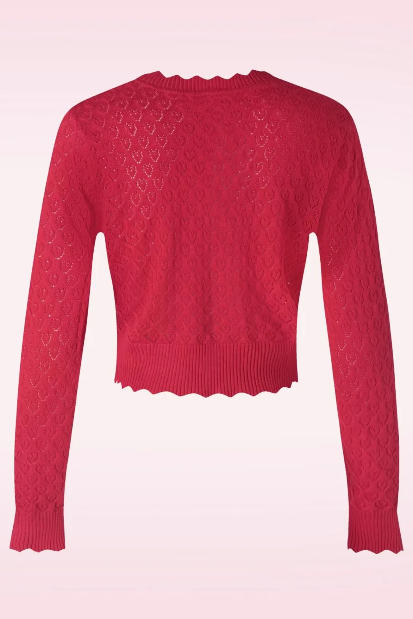 Outlet Vixen Heart Pattern Scallop Edge Cardigan In Rood