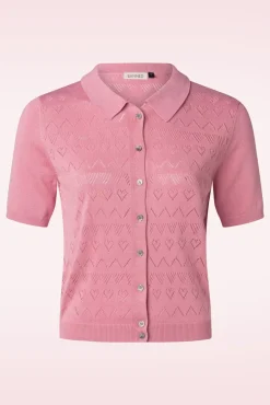 Shop Banned Retro Heart Waves Cardigan In Roze
