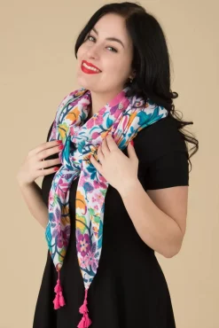 Discount Smashed Lemon Jenny Floral Sjaal In Wit En Multi