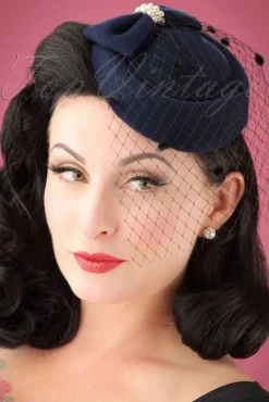 Store Banned Retro Judy Hoed In Marineblauw