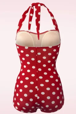 Shop Esther Williams Klassiek Badpak Met Polkadots In Rood En Wit