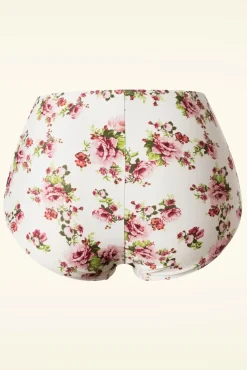 Hot Esther Williams Klassieke Bloemenromantische Bikinibroek In Creme