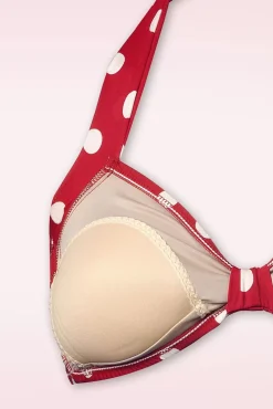 Clearance Esther Williams Klassieke Polka Bikinitop In Rood En Wit
