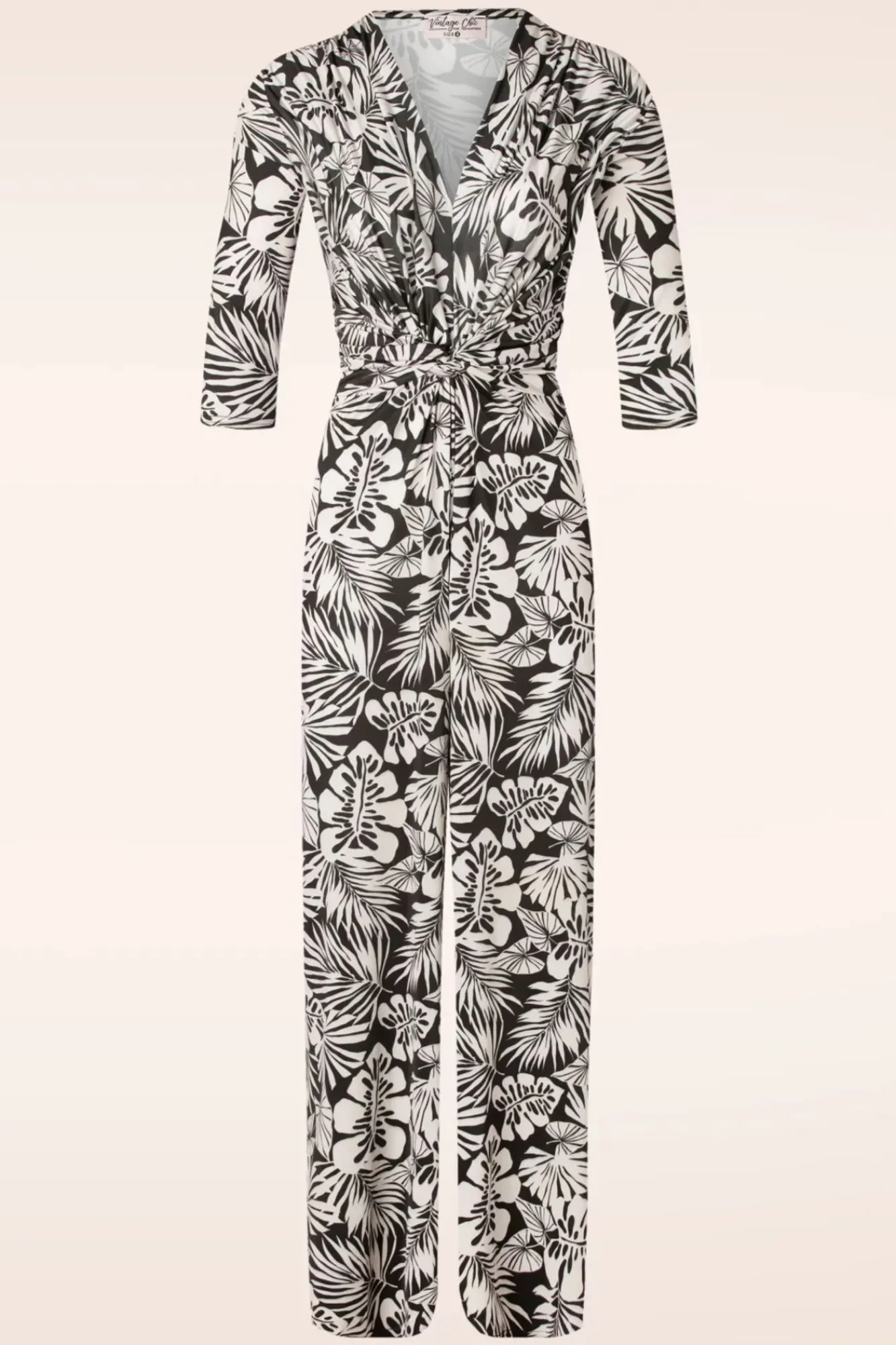 Hot Vintage Chic for Topvintage Lina Leaf Print Jumpsuit In Zwart