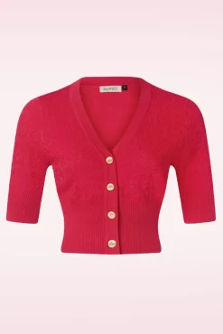 Shop Banned Retro Love Heart Cardigan In Rood