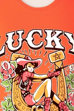 Fashion Queen Kerosin Lucky T-Shirt In Oranje