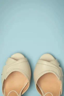 Flash Sale Banned Retro Mable Peeptoe Pumps In Creme