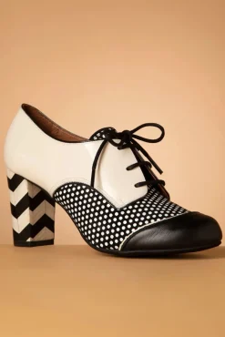 Online Nemonic Madison Lederen Booties In Zwart En Romig Wit