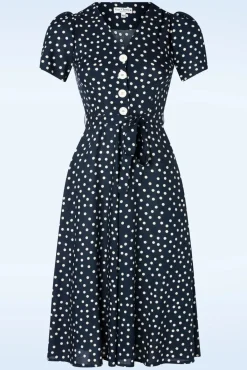 Cheap Very Cherry Magnolia Polka Dot Jurk In Marineblauw