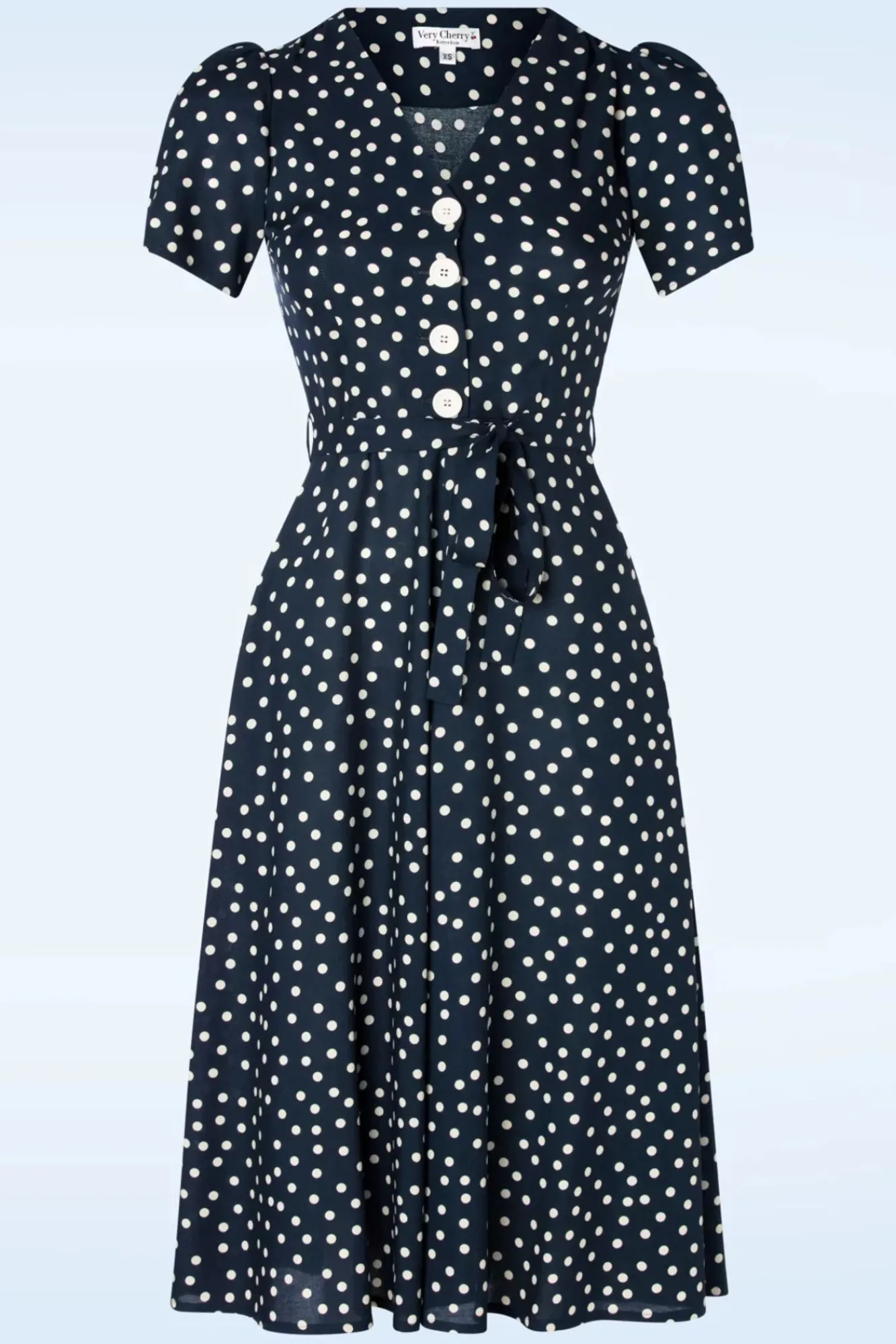 Cheap Very Cherry Magnolia Polka Dot Jurk In Marineblauw