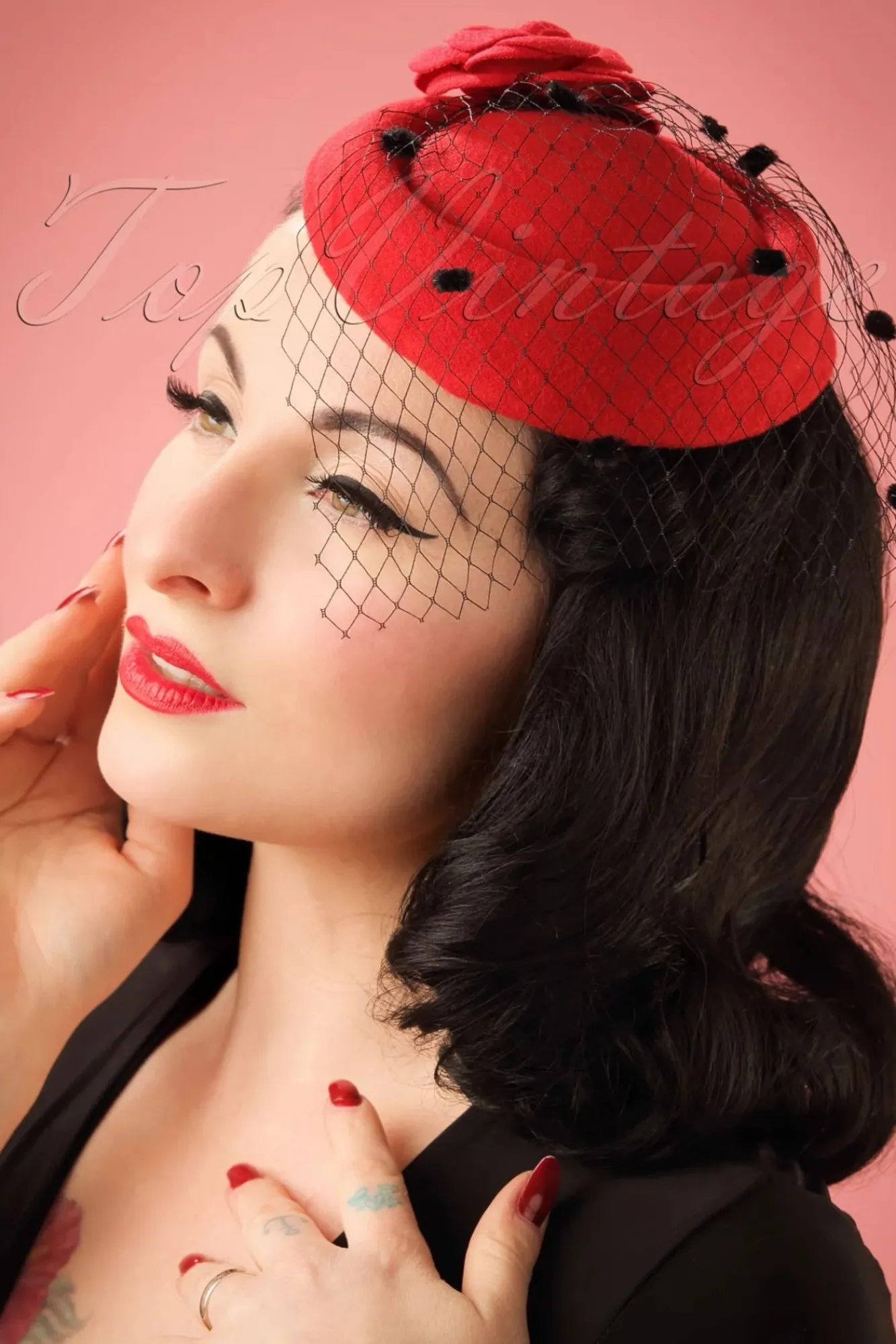 Sale Banned Retro Marilyn Fascinator In Rood