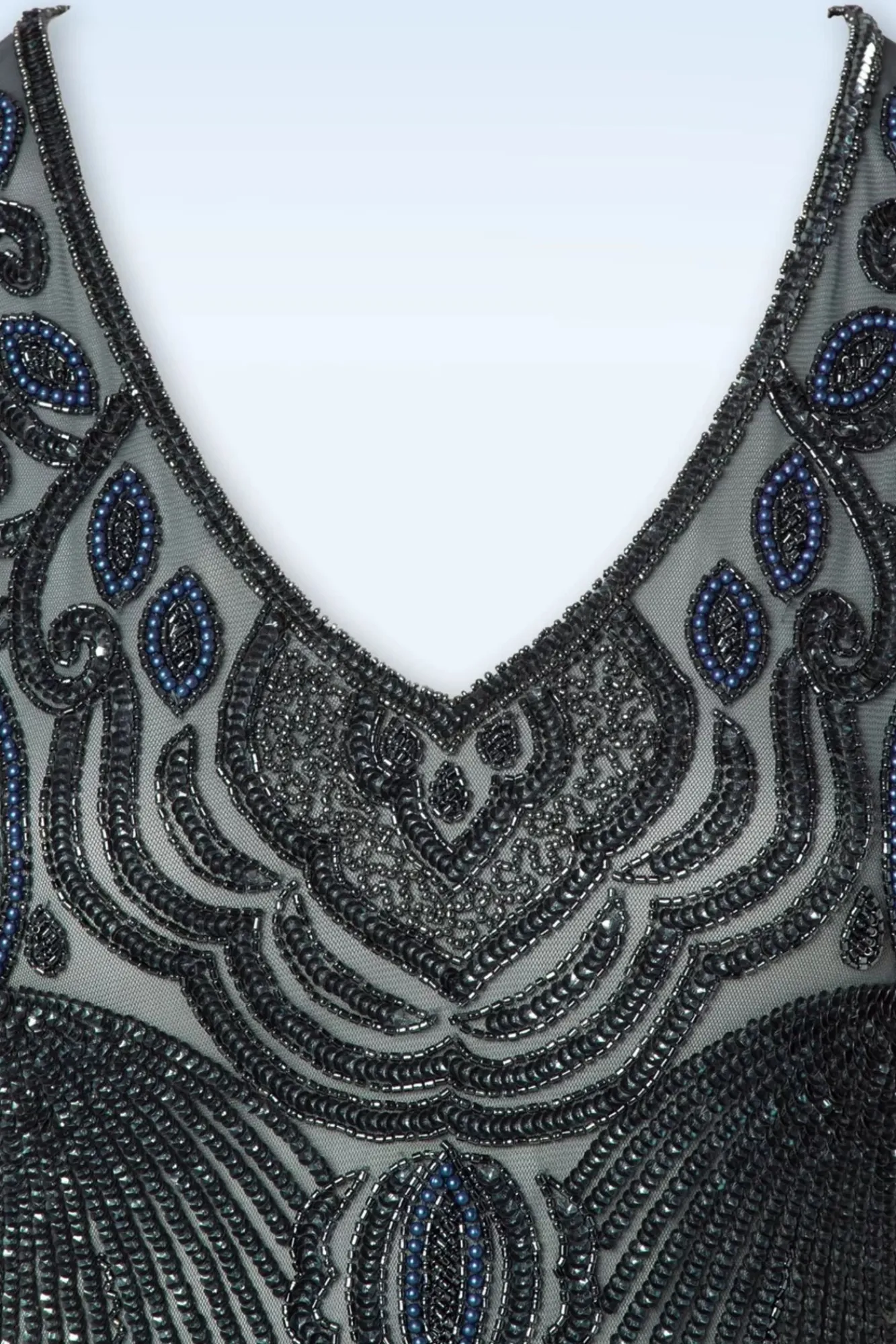 Fashion GatsbyLady Marta Flapper Jurk In Blauw En Grijs