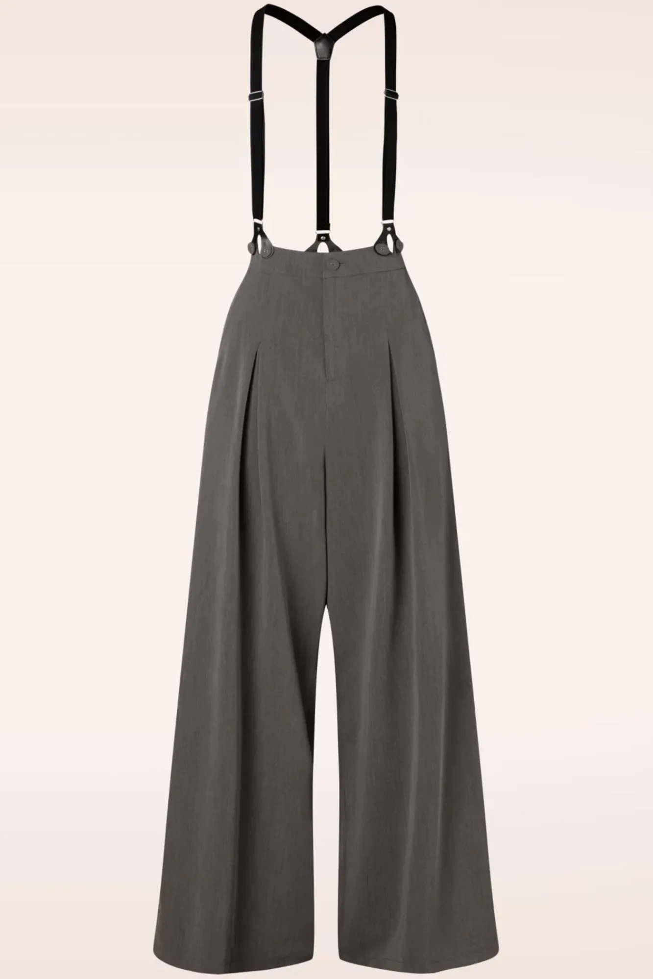 Shop Vixen Martha Krijtstreepbroek Met Bretels In Grijs