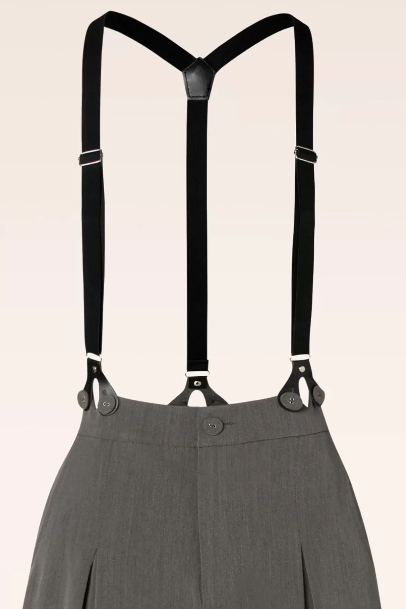 Shop Vixen Martha Krijtstreepbroek Met Bretels In Grijs