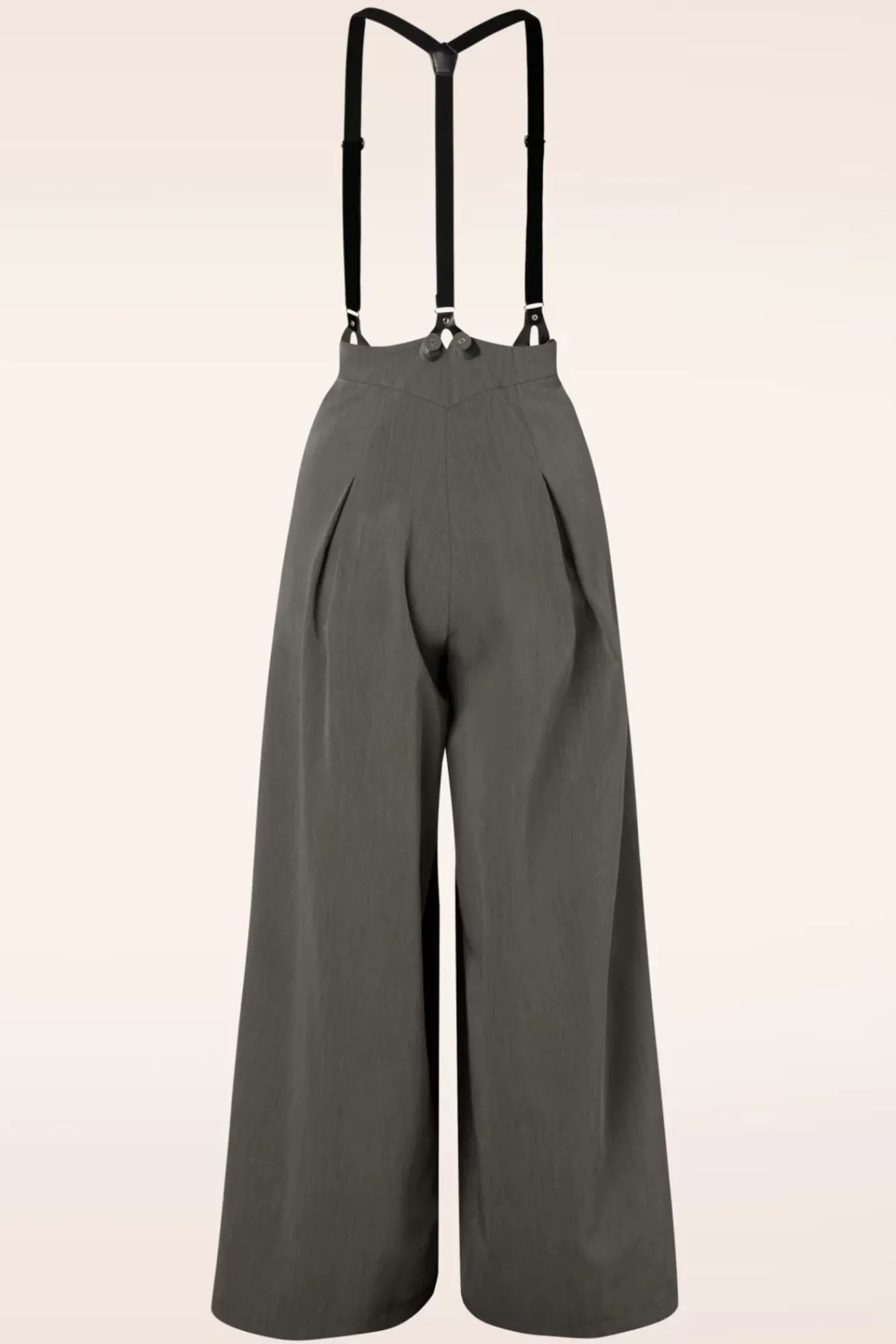 Shop Vixen Martha Krijtstreepbroek Met Bretels In Grijs