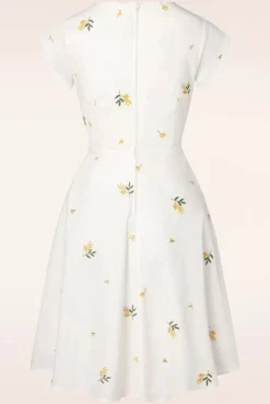 Outlet Vixen Met Bloemen Geborduurde Swingjurk In Wit
