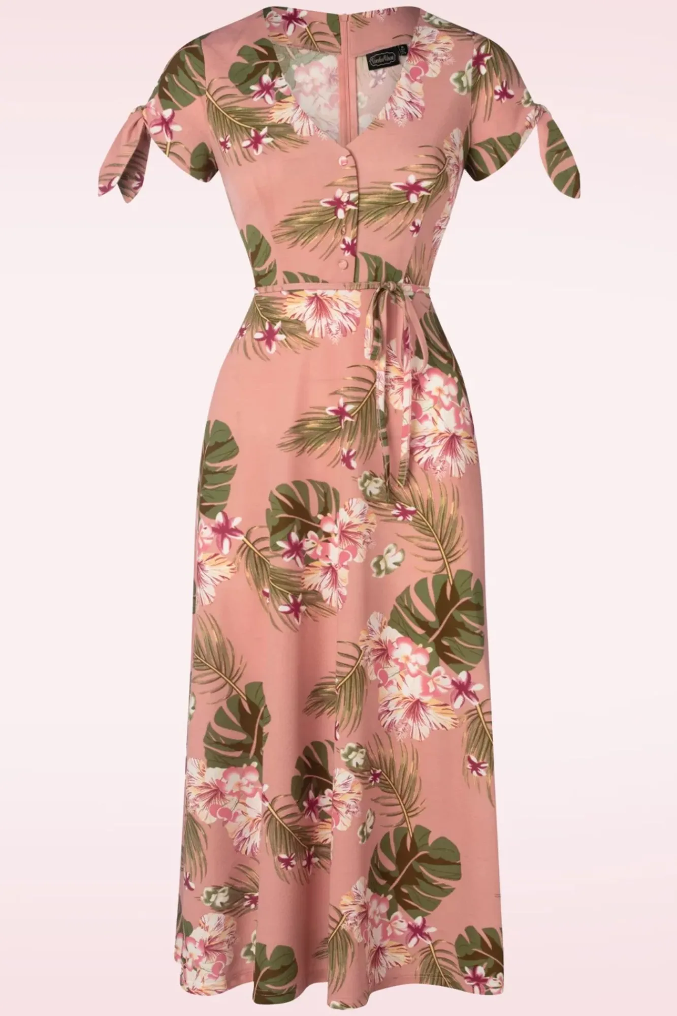 Hot Vixen Midi-Jurk Met Tropische Bloemen In Roze