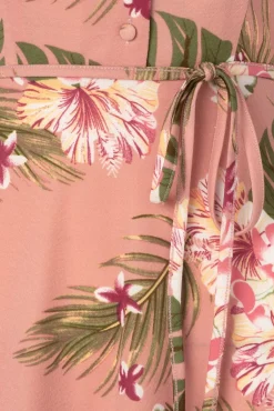 Hot Vixen Midi-Jurk Met Tropische Bloemen In Roze