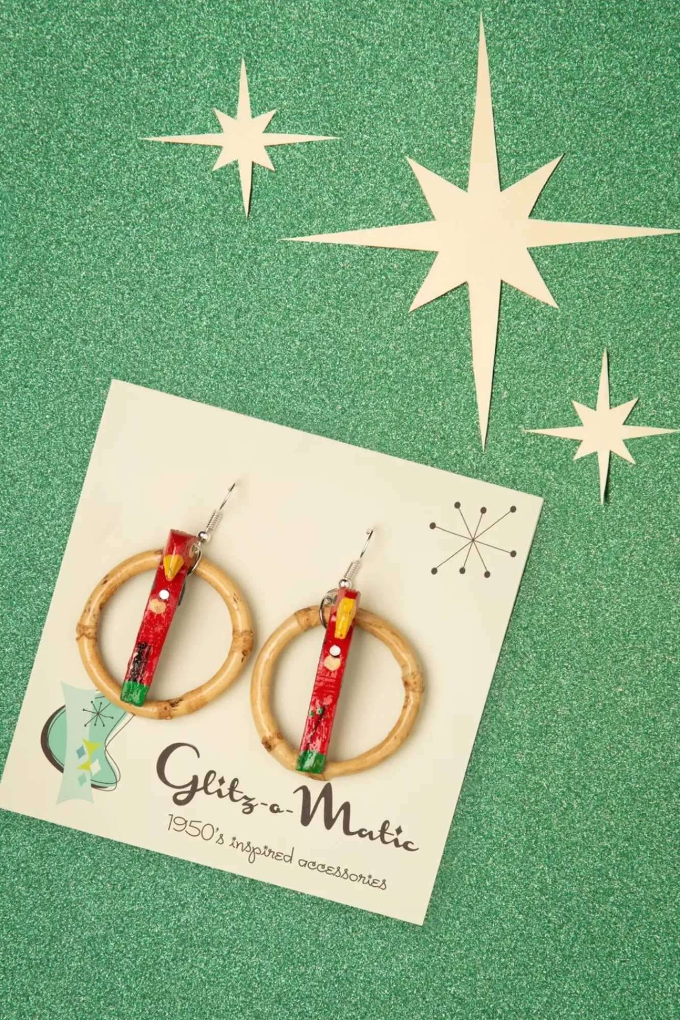 Online Glitz-o-Matic Papegaai Bamboe Oorringen In Rood