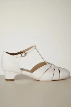 Sale Charlie Stone Petit Montpellier T-Strap Pumps In Wit