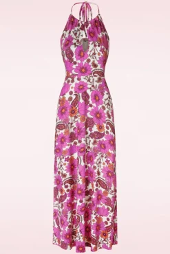 Online Vintage Chic for Topvintage Polly Maxi Jurk In Wit En Roze