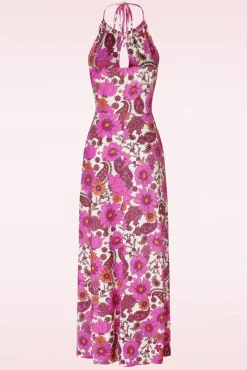 Online Vintage Chic for Topvintage Polly Maxi Jurk In Wit En Roze