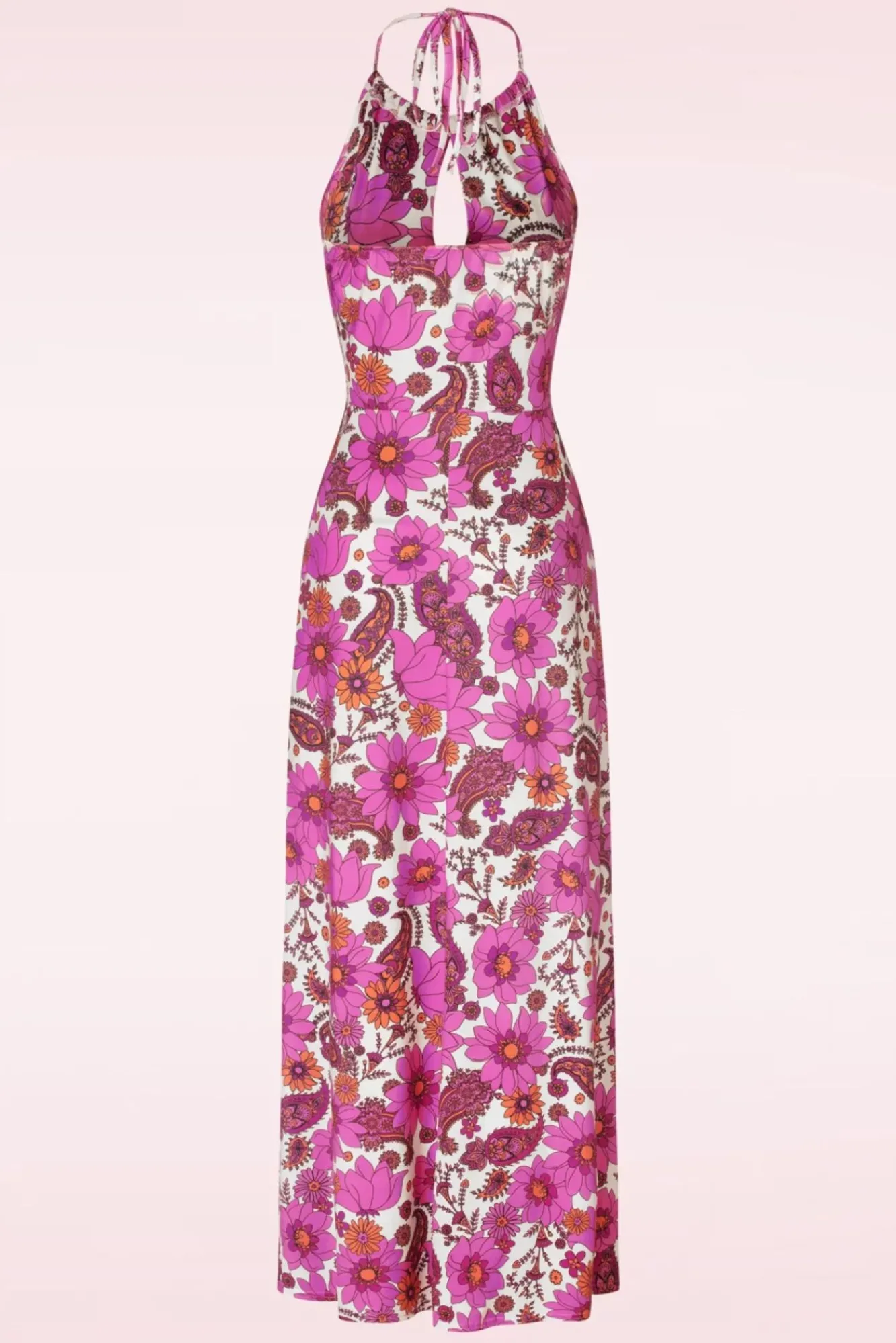 Online Vintage Chic for Topvintage Polly Maxi Jurk In Wit En Roze
