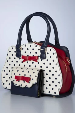 Best Sale Banned Retro Poppy Polka Portemonnee In Navy En Wit