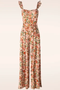 New Vixen Rainbow Floral Print Jumpsuit In Licht Roze