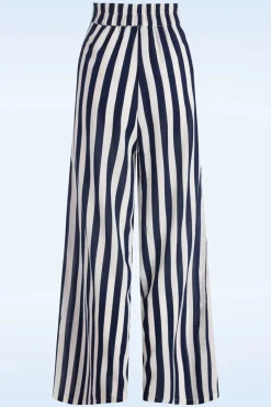 Clearance Banned Retro Sally Stripe Pantalon In Marineblauw
